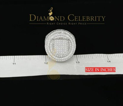 DiamondCelebritees White Sterling Silver11.50ct Cubic Zirconia Men's Adjustable Ring From SZ 9 to11