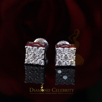 Diamondcelebritees New Women's/Men's 925 Silver White 1.00ct VVS D Moissanite Square Stud Earrings