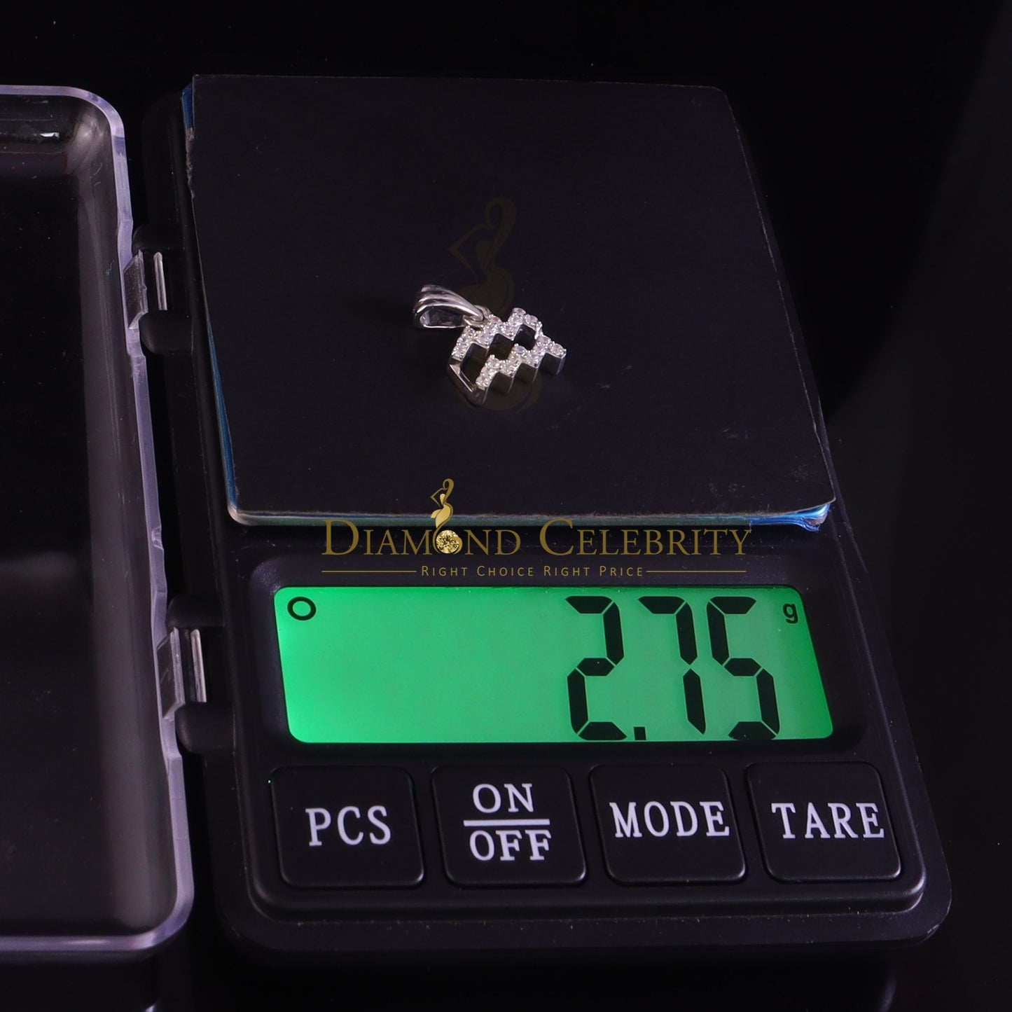 DiamondCelebritees 0.50ct Cubic Zirconia White Silver AQUARIUS FEBRUARY Month Pendant Men & Women