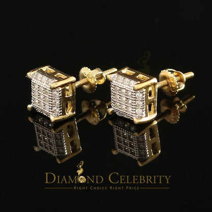 DiamondCelebritees  Yellow 925 Sterling Silver Women's & Men's 1.68ct Cubic Zirconia Square Earrings