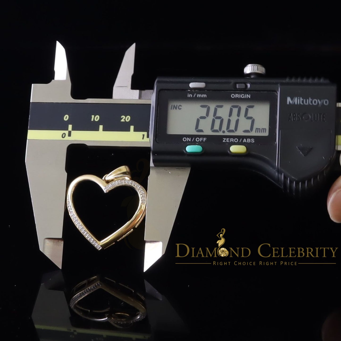 DiamondCelebritees  Real 0.12ct Diamond 925 Sterling Silver HEART Charm Necklace Yellow Pendant