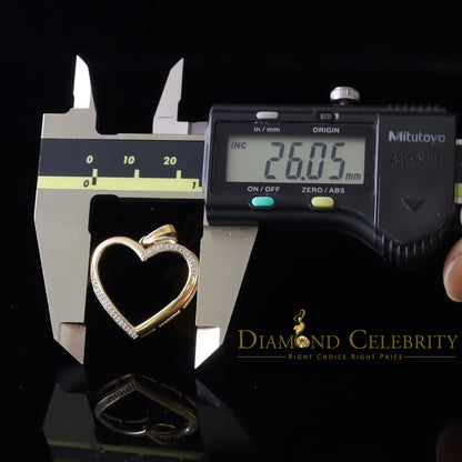 DiamondCelebritees  Real 0.12ct Diamond 925 Sterling Silver HEART Charm Necklace Yellow Pendant