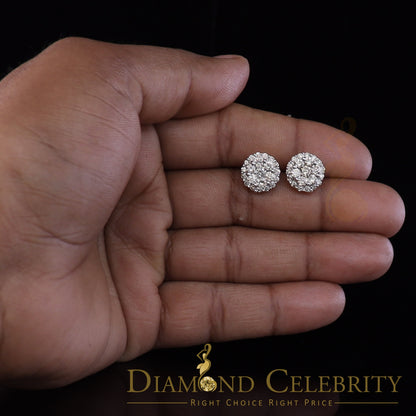 DiamondCelebritees 10K Real Yellow Gold w/Real 1.66 CT Diamond Men's/Women's Stud Earring