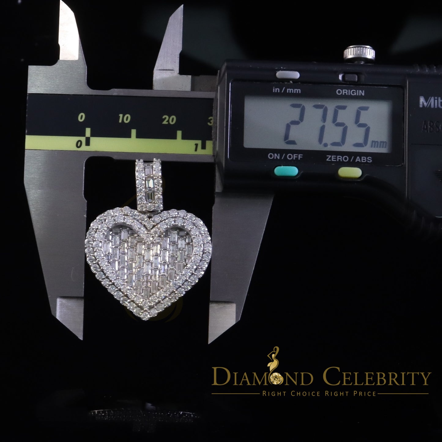 Diamondcelebritees  Silver White Heart Pendant 7.50ct VVS D Clr. Baguette Moissanite for Women's
