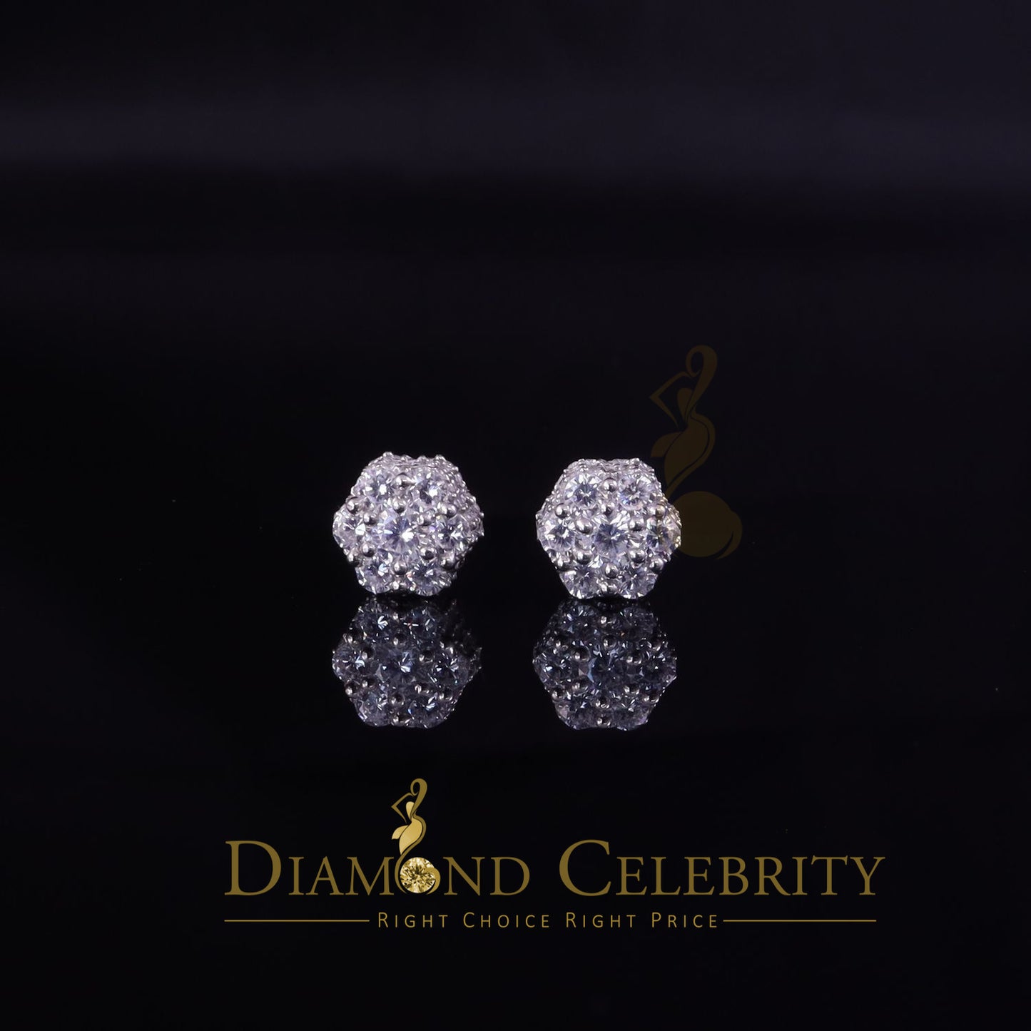 DiamondCelebritees  2.00ct Cubic Zirconia 925 White Silver Sterling Hip Hop Floral Women's Earrings