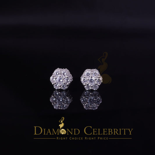 DiamondCelebritees  2.00ct Cubic Zirconia 925 White Silver Sterling Hip Hop Floral Women's Earrings