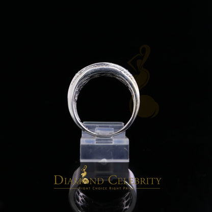 DiamondCelebritees 0.45 CT Real Diamond 925 Silver White Band Shine Men's Engagement Ring Size 11