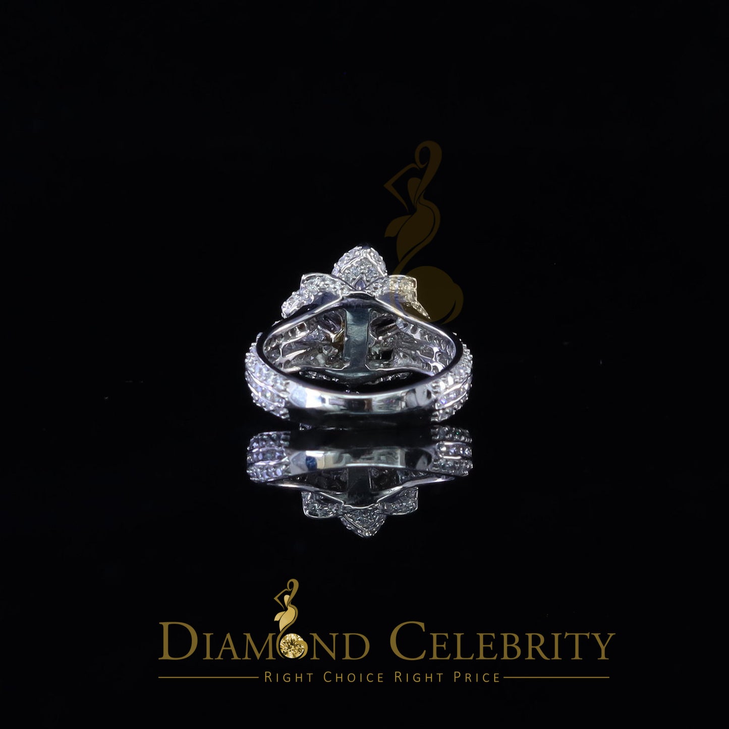 DiamondCelebritees White 6.00ct Cubic Zirconia 925 Silver Floral Engagement Womens Ring Size 7