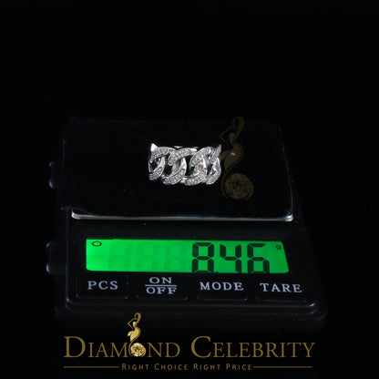 DiamondCelebritees 0.85ct Cubic Zirconia Stone White 925 Sterling Silver Cuban Men's Ring Size 10