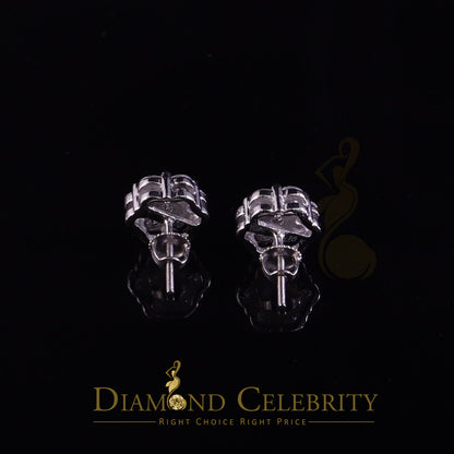 DiamondCelebritees 1.50ct Vvs 'D' Color Genuine Moissanite Stud FLORAL Earrings 10k Real White Gold