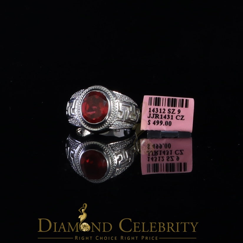 DiamondCelebritees 8.10ct 925 White Silver Oval Cubic Zirconia Men Ring Adjustable Size 9.5 to 11.5