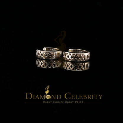 DiamondCelebritees 0.15ct Diamond Sterling Silver Yellow H oop Stud Earrings For Men's / Women's