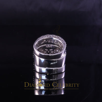 DiamondCelebritees 12.60ct Cubic Zirconia White SterlingSilver Men's/Women 3PC Wedding Rings Size 9