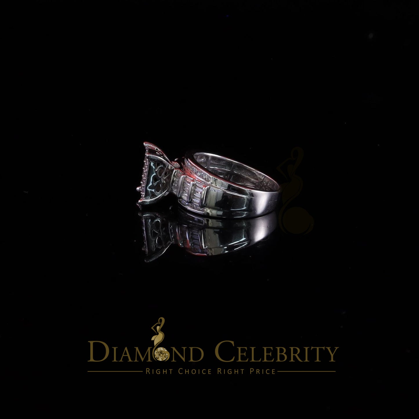 DiamondCelebritees 925 White Silver 1.31ct Cubic Zirconia Cinderella Engagement Womens Rings Size 8