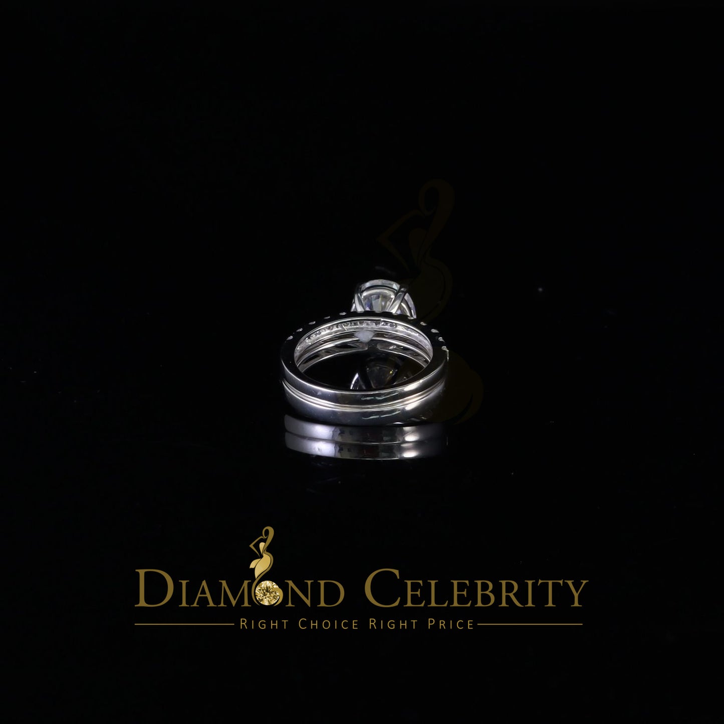 DiamondCelebritees Sterling Silver Mens/ Women Bridal Ring Oval Shape White 5.0ct Moissanite Size 8