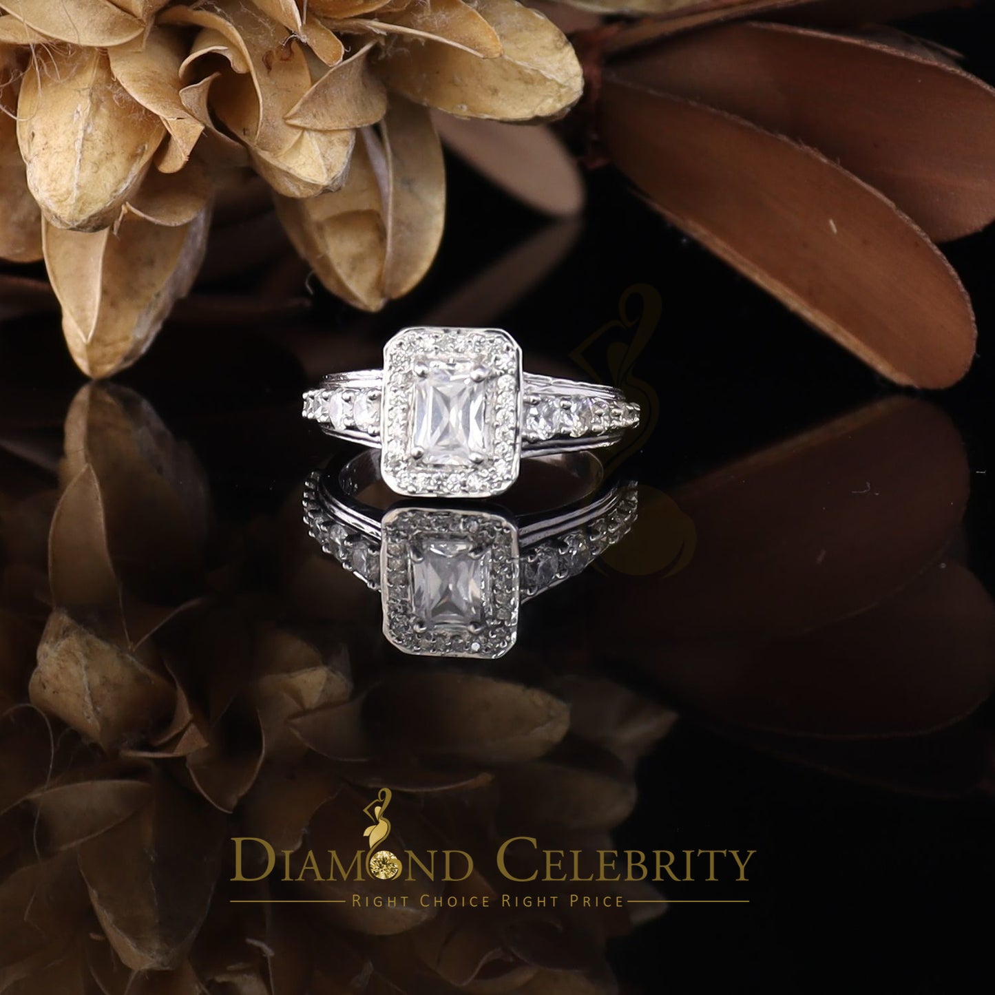 DiamondCelebritees Iced Out White 3.50ct Cubic Zirconia 925 Silver Square Engagement Rings Size 7