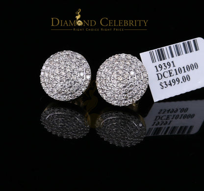 DiamondCelebritees 10K Real Yellow Gold Real Diamond 1.25CT Men's/Women's Stud Round Earring