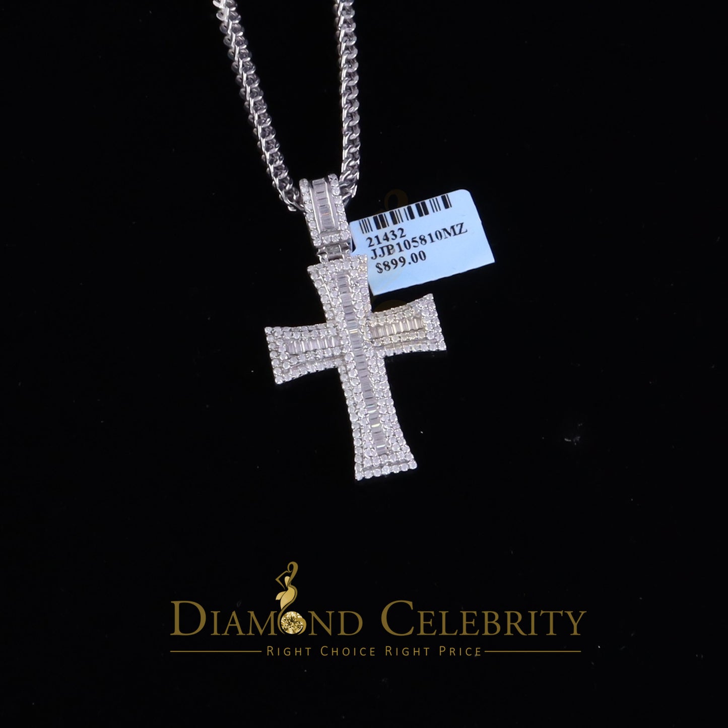 Diamondcelebritees  925 White Sterling Silver 2.25ct VVS D Clr. Moissanite Cross Pendant for Women's
