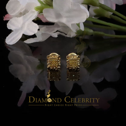 DiamondCelebritees 0.05ct Yellow Diamond 925 Sterling Silver For Men's / Women's Square Earrings