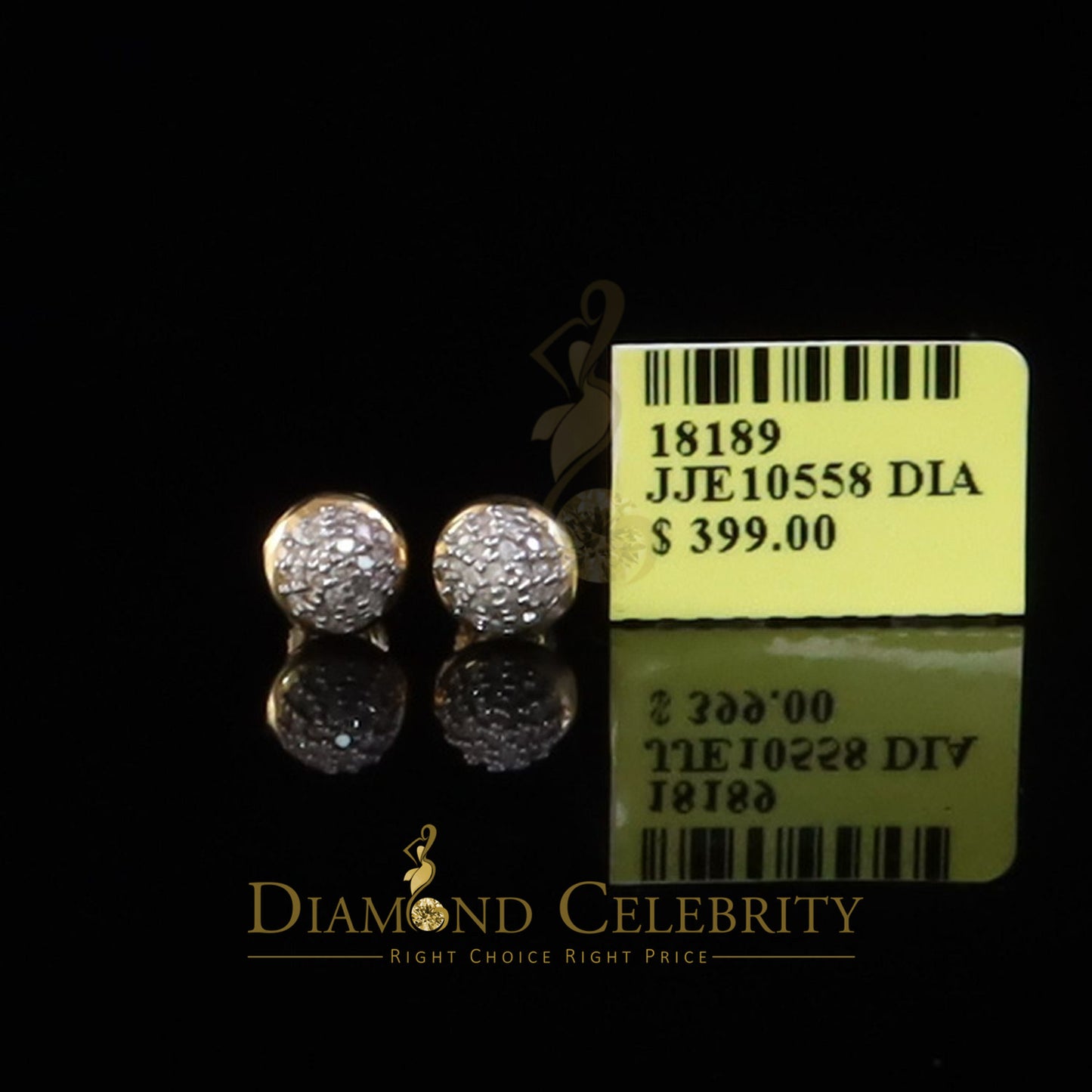 DiamondCelebritees 0.25ct Diamond 925 Silver Yellow For Men's / Women's Round Earrings