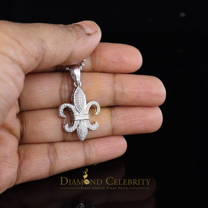 DiamondCelebritees White 925 Fleur de Lis Shape Sterling Silver Pendant with 0.50ct Cubic Zirconia