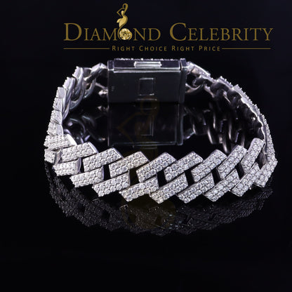 Diamondcelebritees  Manoco Men's Bracelet 925 Silver White 16ct Moissanite size 8.5inch & Width 16mm