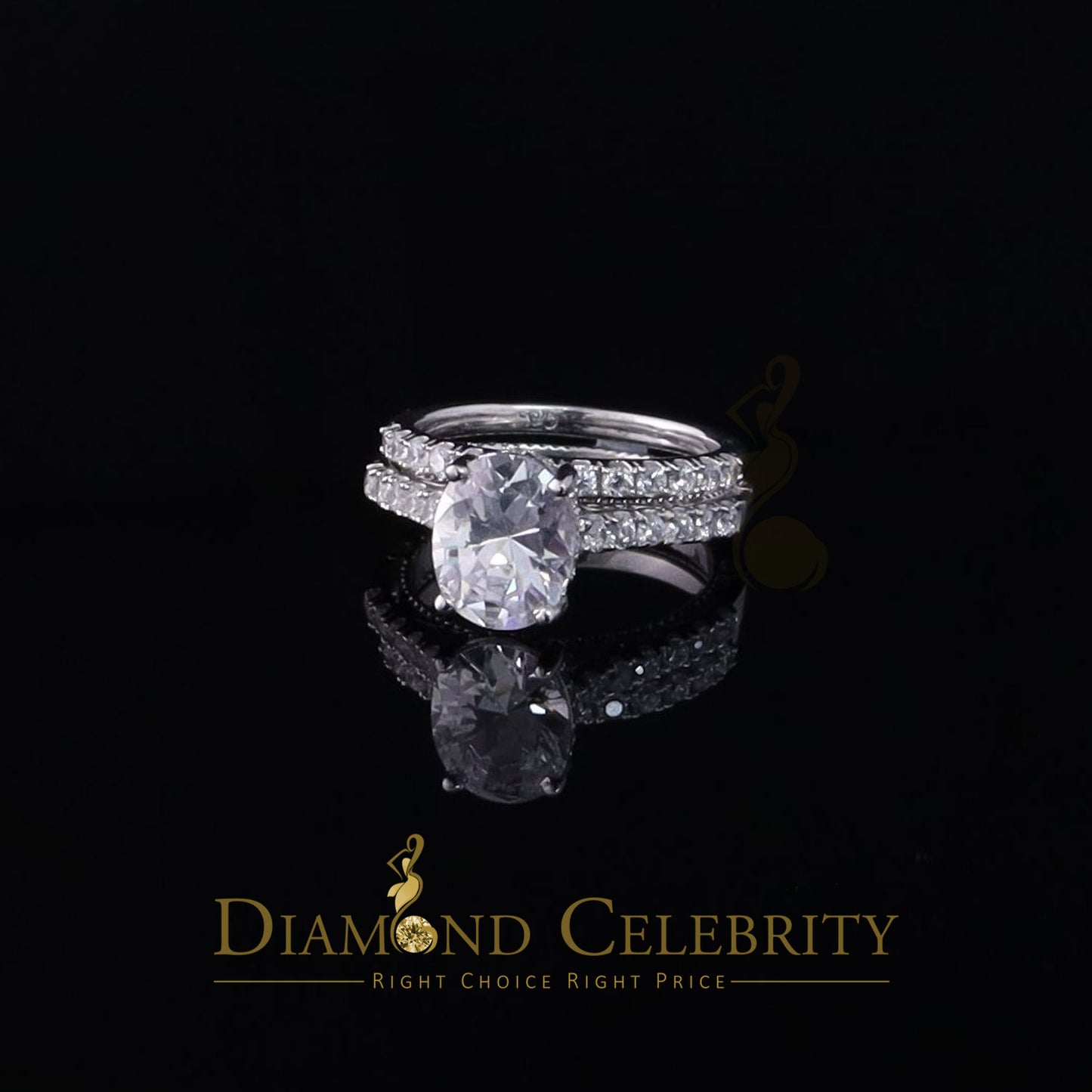 DiamondCelebritees White 5.50ct Cubic Zirconia 925 Sterling Silver Bridal Style Women's Ring SZ 7