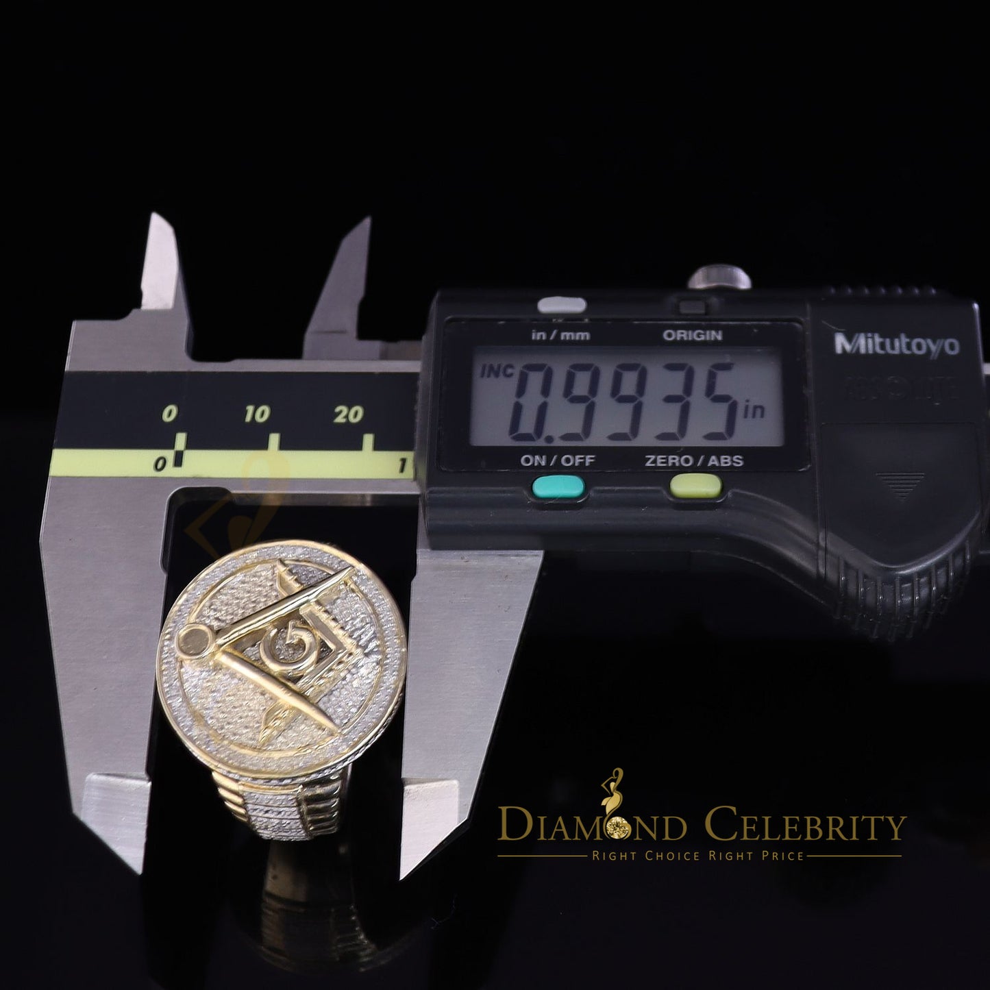 DiamondCelebritees Real 0.25CT Diamond Yellow 925 Silver Men's Adjustable Ring From Size 10 to 12