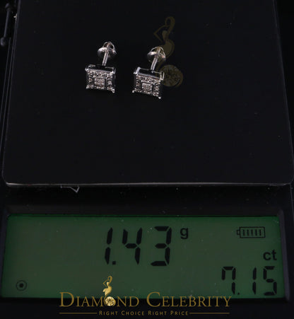 DiamondCelebritees 0.05ct Diamond 925 Sterling Silver White Stud Women's & Men's Square Earrings