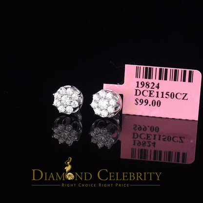DiamondCelebritees  White 925 Silver Cubic 0.14ct Zirconia Women's & Men's Hip Hop Flower Earrings