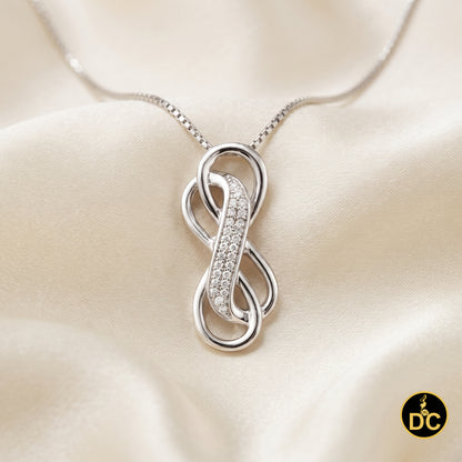 DiamondCelebritees 925 Sterling Silver White Double Infinite 0.25ct Cubic Zirconia 1INCH Pendant