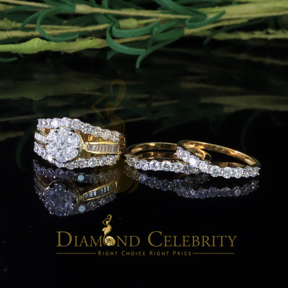 DiamondCelebritees 925 Sterling Silver 8.50ct Cubic Zirconia Piece Trio Yellow Womens Ring Size 9