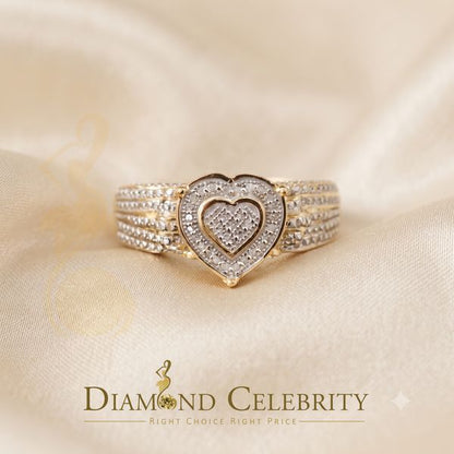 DiamondCelebritees Yellow Silver Heart Ring SZ 7 Real Diamond 0.10ct 925 Sterling Womens Engagement