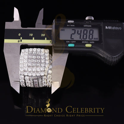 DiamondCelebritees 925 White Silver Square 22.41ct Cubic Zirconia Halo Trio Wedding Ring Size 9