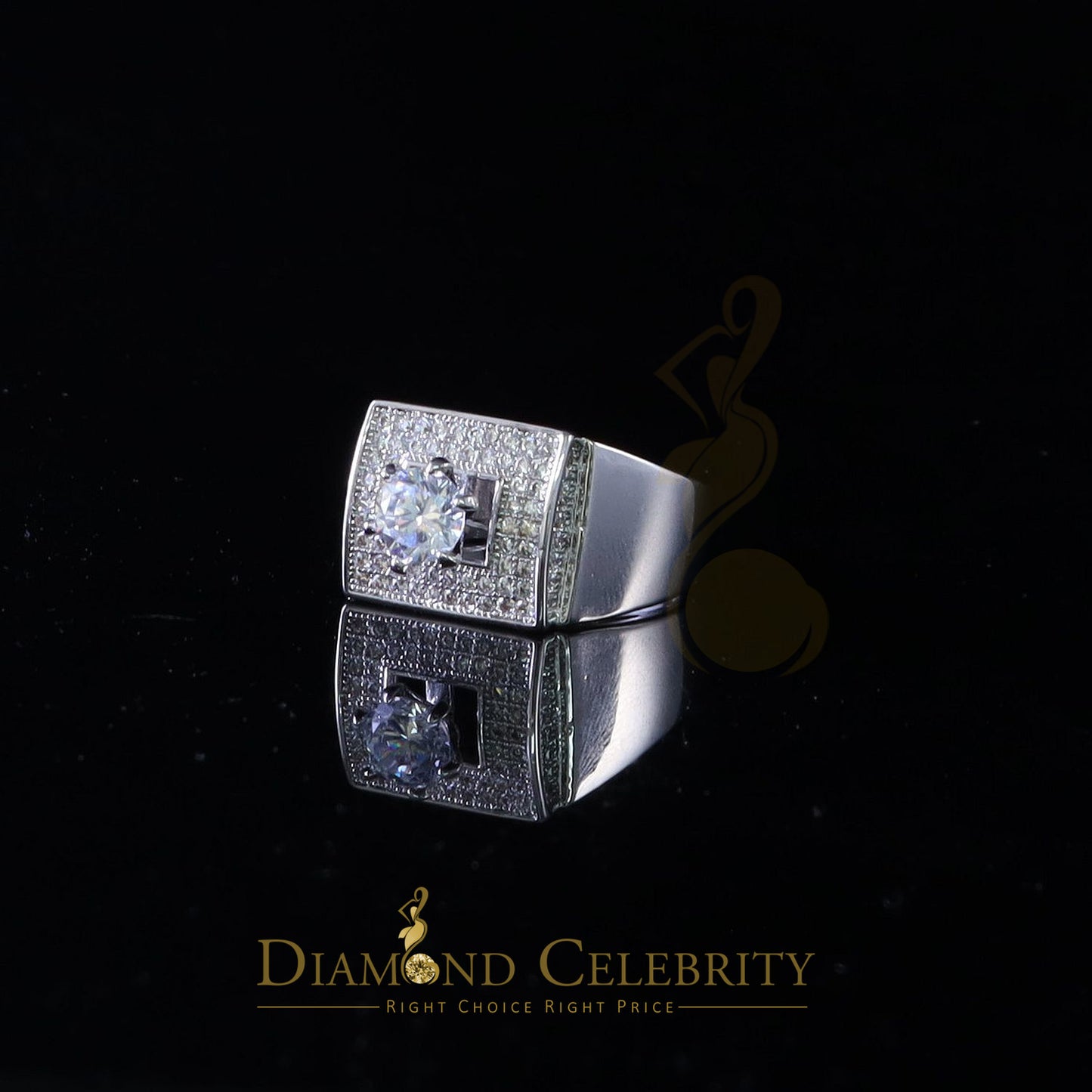DiamondCelebritees Diamond Celebrity 6.0ct Cubic Zirconia White Silver Men's Square Ring Size 9