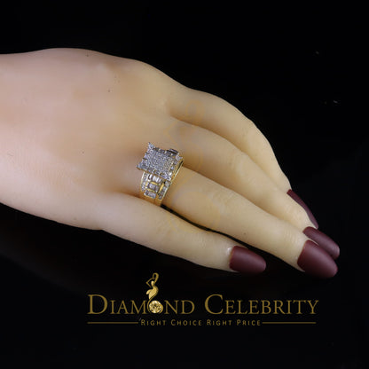 DiamondCelebritees 925 Sterling Yellow Square 2.36 ct Cubic Zirconia Silver Womens Ring Size 8