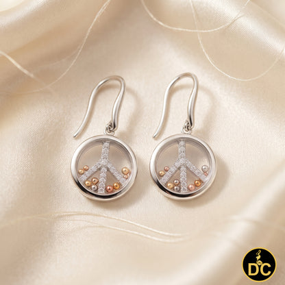 DiamondCelebritees  White Men's Hip Hop CZ Round dangling 925 Sterling SilverCZ Earrings