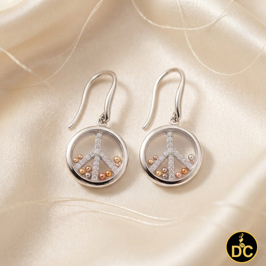 DiamondCelebritees  White Men's Hip Hop CZ Round dangling 925 Sterling SilverCZ Earrings