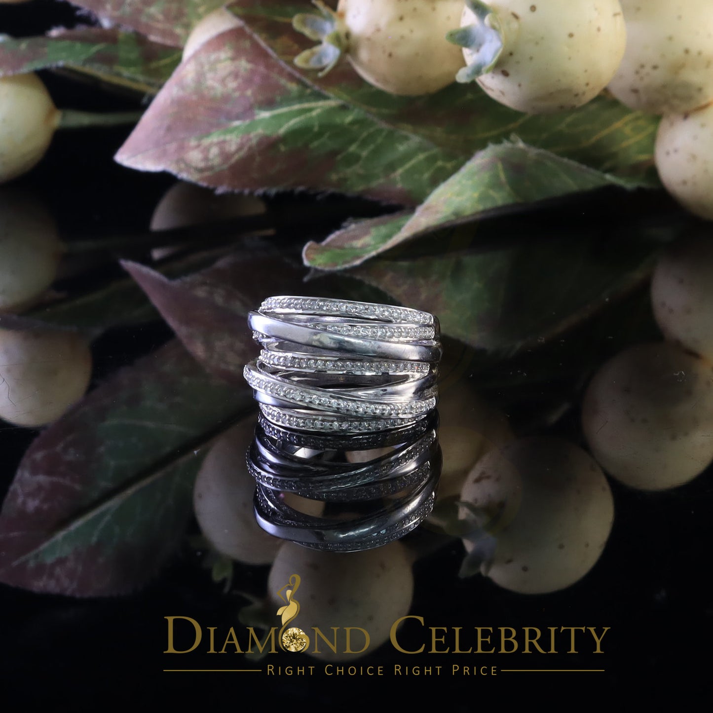 DiamondCelebritees 1.50ct Sterling Silver 925 White Cubic Zirconia Multi Round Ladie's Ring Size 9