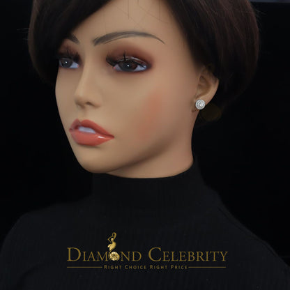 DiamondCelebritees  White Silver 925 Sterling Silver 0.92ct Cubic Zirconia Women's Round Earrings