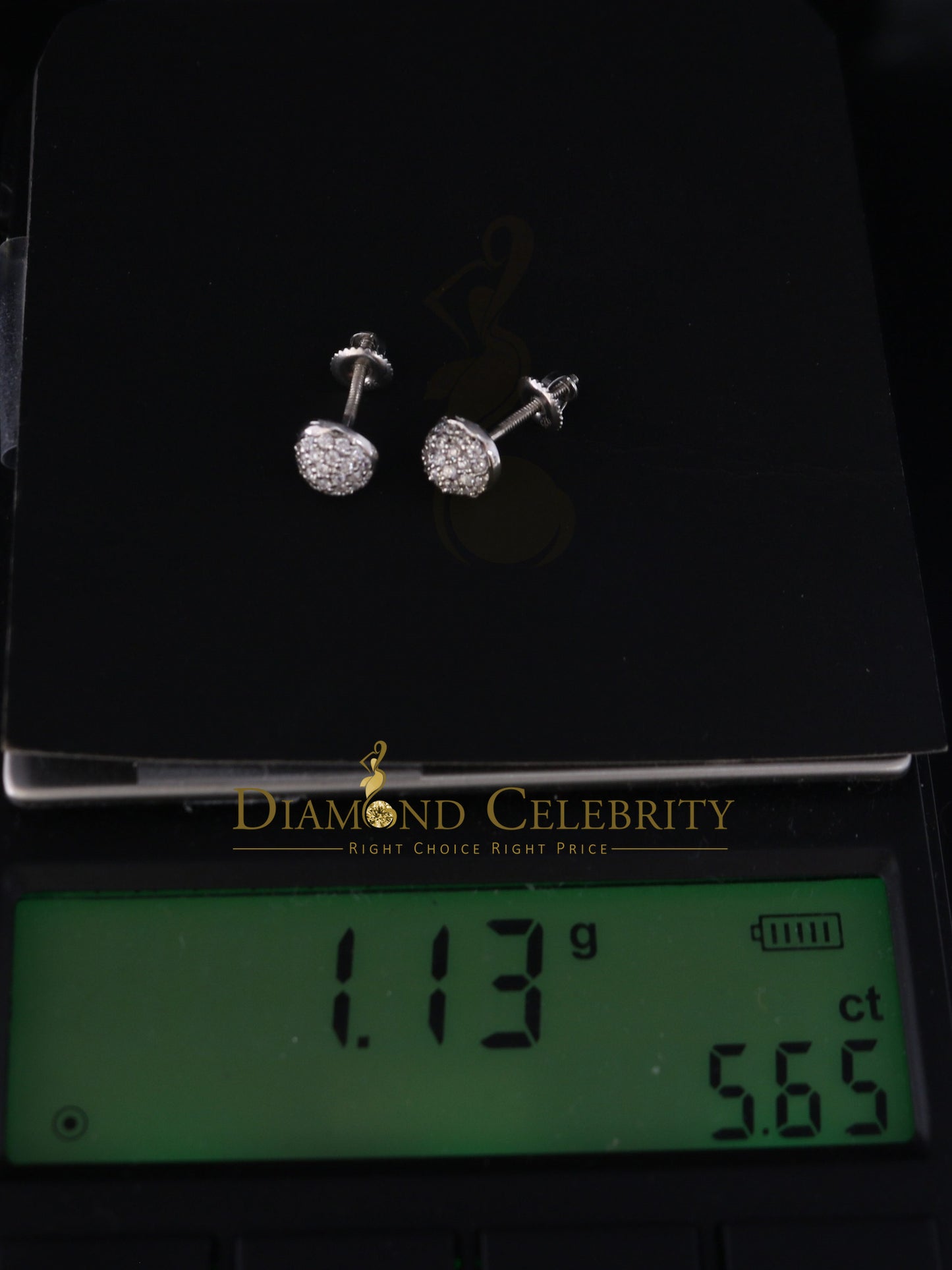 DiamondCelebritees  925 White Sterling Silver 0.64ct Cubic Zirconia Round Women's Stud Earrings