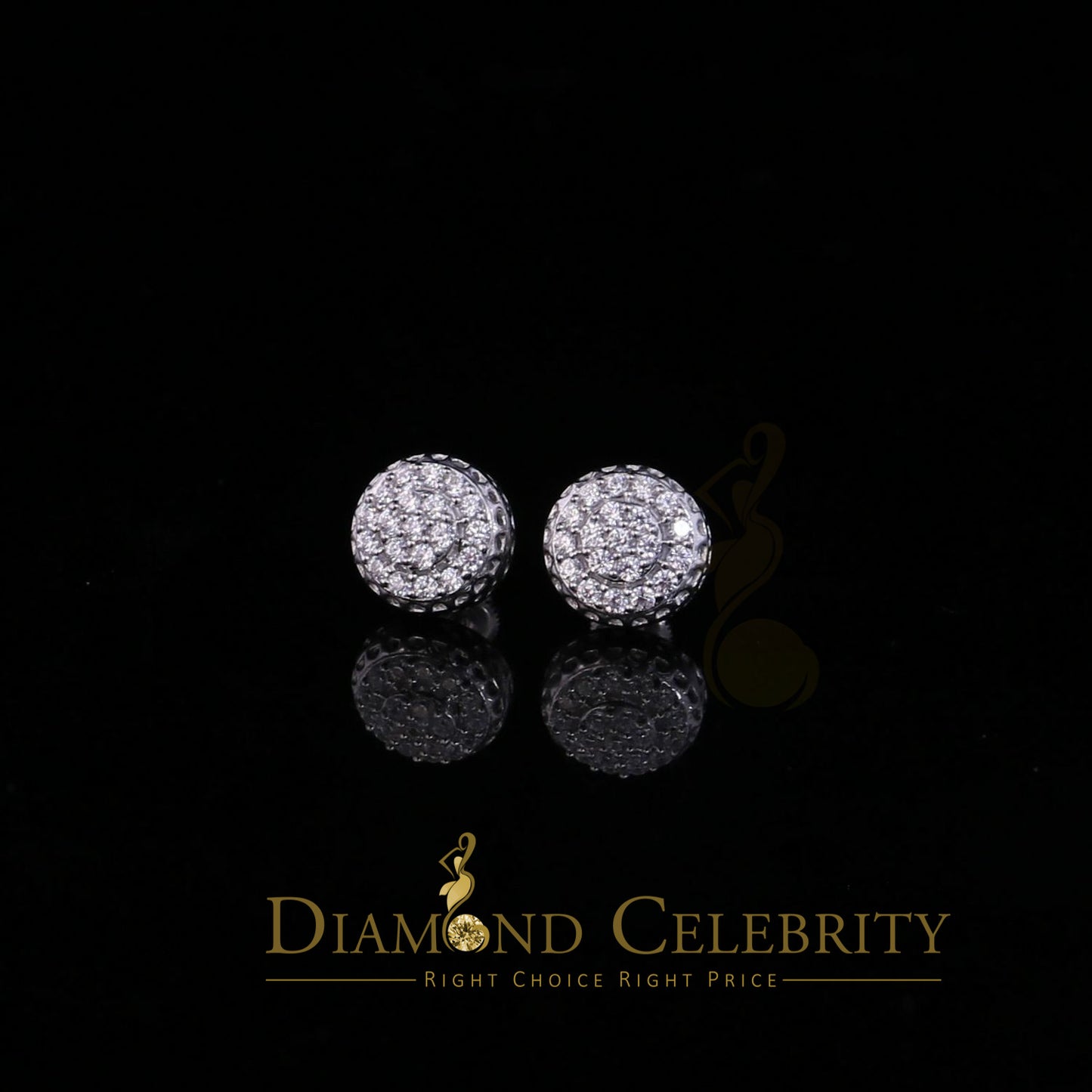 DiamondCelebritees  3.45ct Cubic Zirconia 925 White Silver Women's & Men's Hip Hop Round Earrings