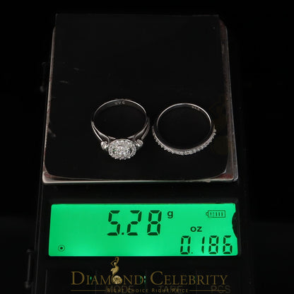 DiamondCelebritees 925 Women's White Silver 1.25ct CZ Round shape 2pcs Bridal /Engagement Ring SZ 7