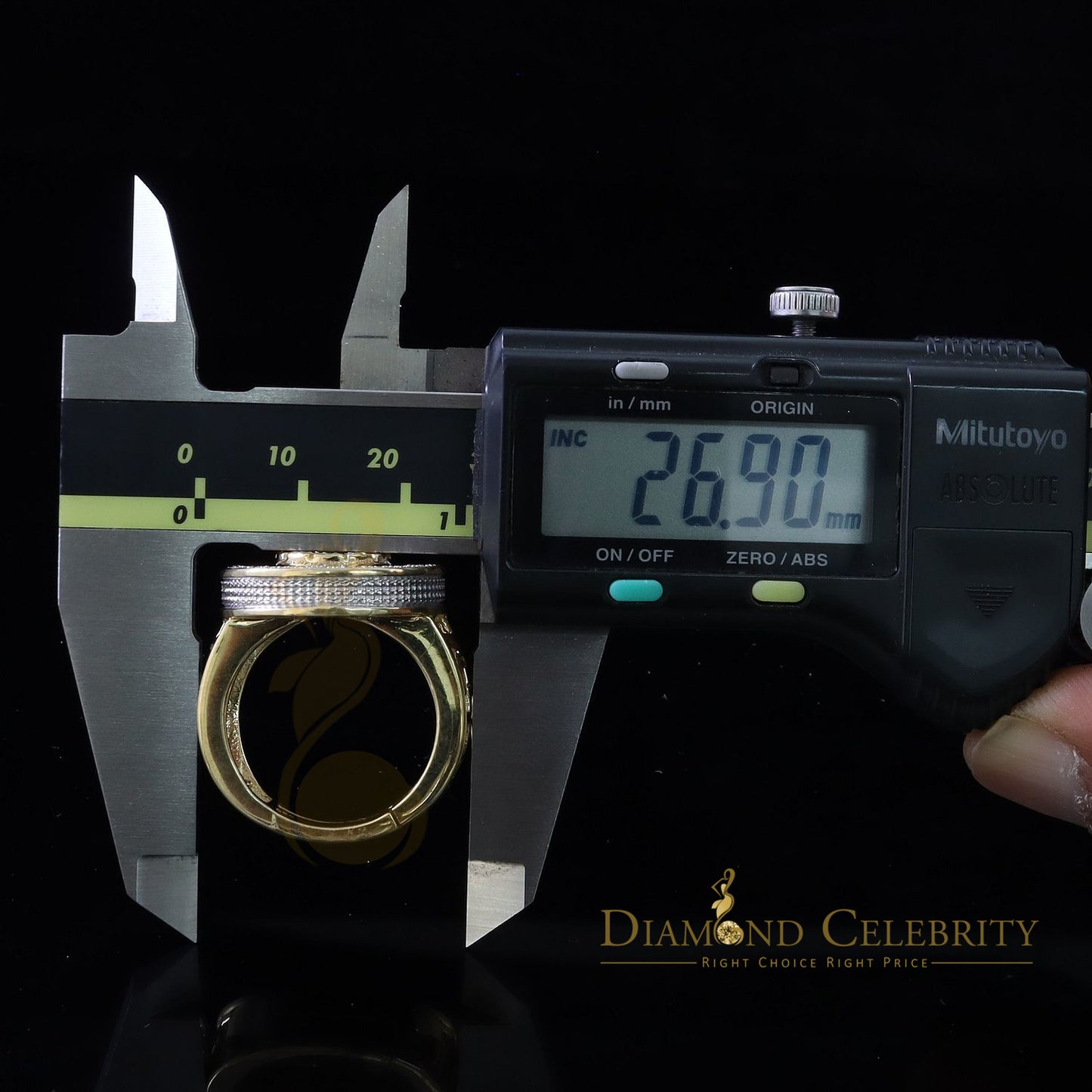 0.40 CT Real Diamond 925 Yellow Silver Mens Adjustable Ring From Size 10 to 12