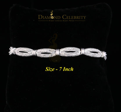 Diamondcelebritees 925 Silver Ladies White 0.20CT Genuine Diamonds Exotic Design Bracelete Size 7''