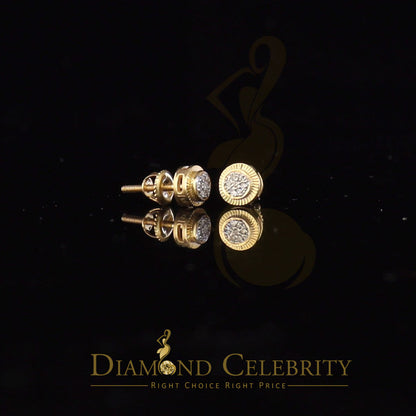 DiamondCelebritees 10K Real Yellow Gold with Real 0.05ct Diamonds Round Women's & Men's Earrings