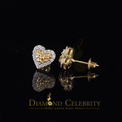 DiamondCelebritees 1.00ct Moissanite Yellow 925 Sterling Silver Women's Heart Shape Nugget Earrings