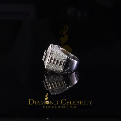 DiamondCelebritees Sterling 925 White Silver 6.50ct VVS 'D' Moissanite Square Rings SZ10 for Men's