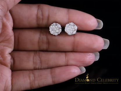 Diamondcelebritees 925 Moissanite White flower 1.00ct Silver Women's Marquise Stud Earrings VVS' D