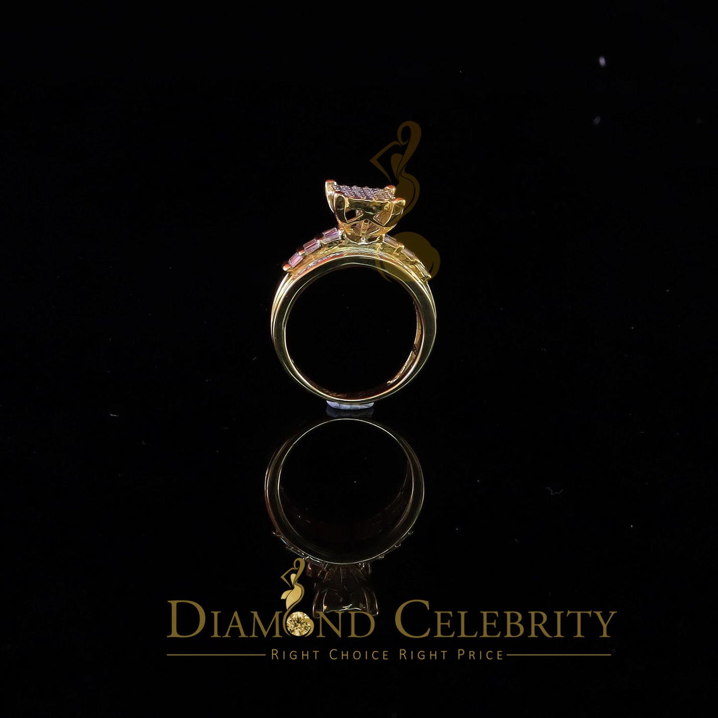 DiamondCelebritees 925 Yellow 2.25ct Cubic Zirconia Silver Cinderella Engagement Woman's Ring SZ 8